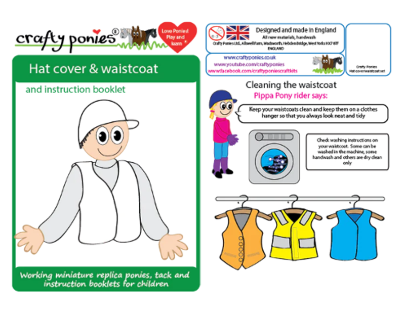 Crafty Ponies Hat Cover And Waistcoat Pink/White Star-1